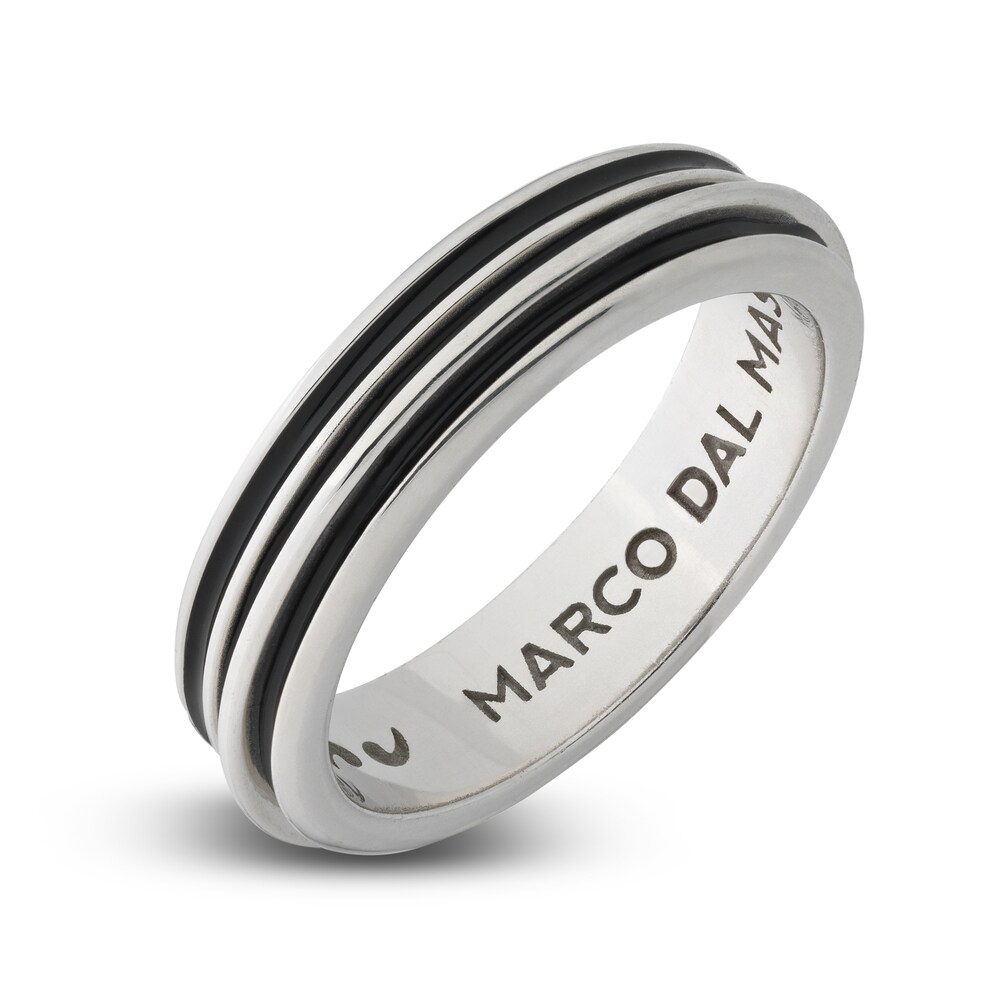 Marco Dal Maso Men\'s Acies Thin Ring Black Enamel Sterling Silver wuA36Jh0