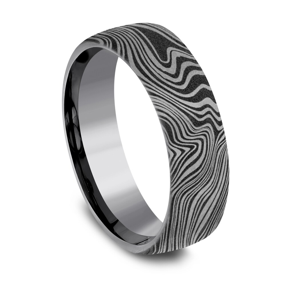 Men\'s Tamascus Marble Wedding Band Tantalum wuEVGfbY