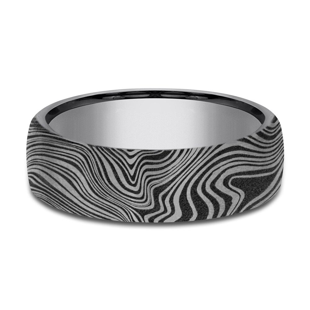 Men\'s Tamascus Marble Wedding Band Tantalum wuEVGfbY