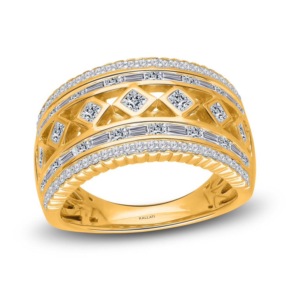 Kallati Diamond Ring 1 ct tw Round/Baguette 14K Yellow Gold x1wThVDv [x1wThVDv]