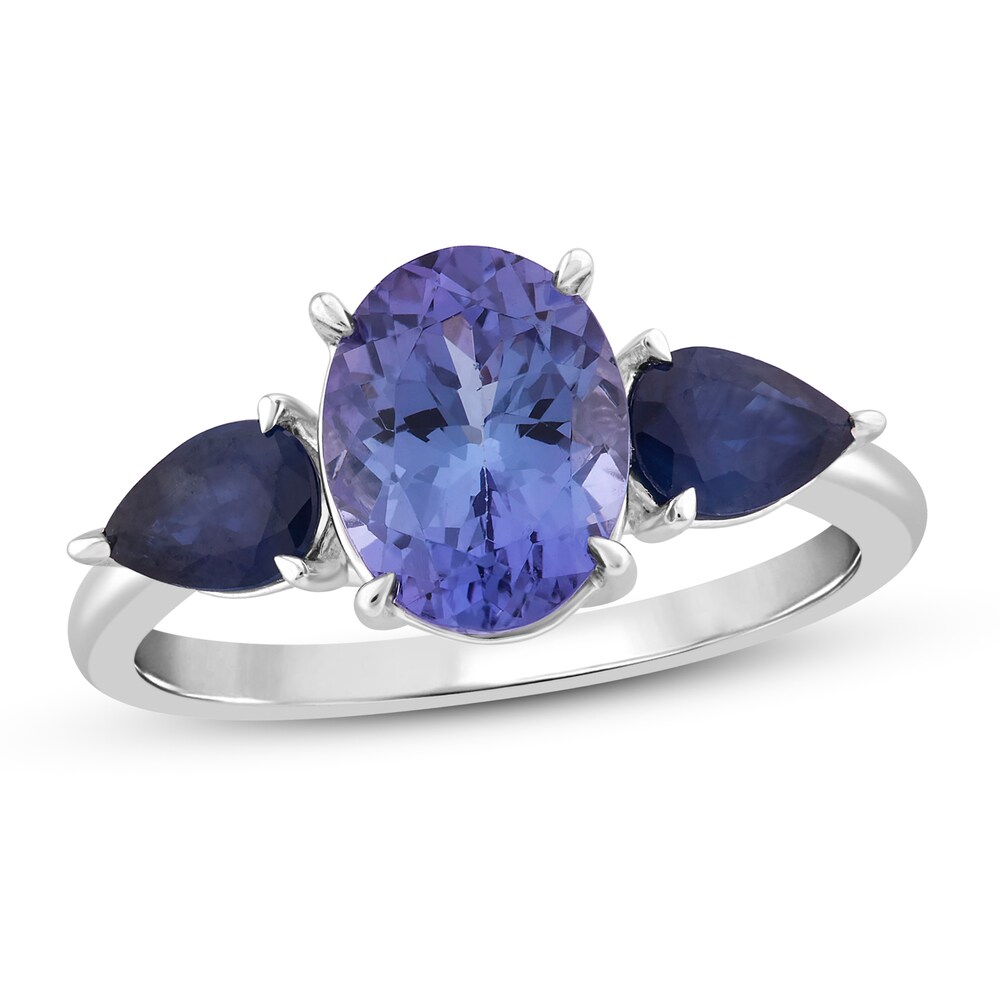 Natural Blue Sapphire & Natural Tanzanite Ring 10K White Gold x45UbQh9 [x45UbQh9]