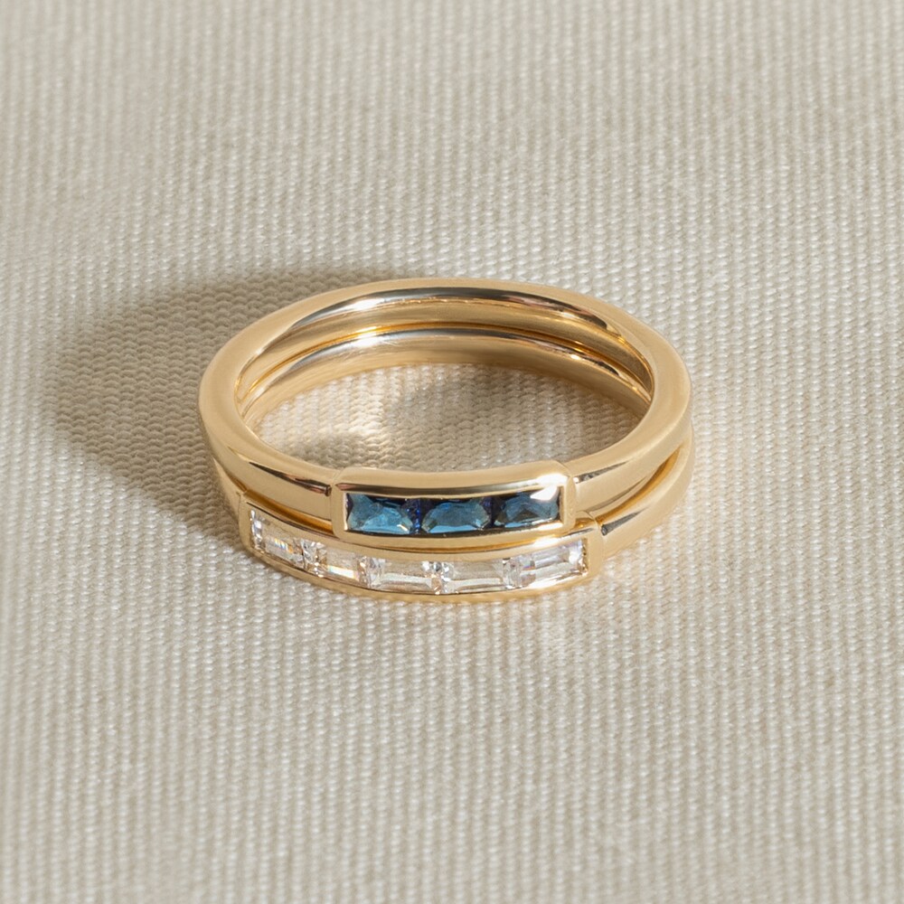 Juliette Maison Natural Blue Sapphire Baguette Bar Ring 10K Rose Gold x9uUsukD