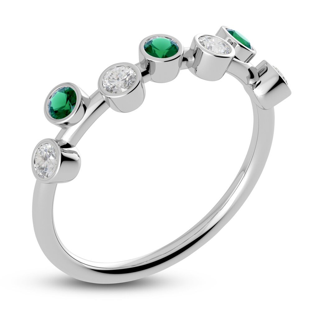 Juliette Maison Natural Emerald & Natural White Sapphire Ring 10K White Gold xFFzbiza