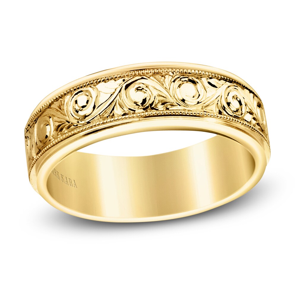 Kirk Kara Men's Engraved Wedding Band 18K Yellow Gold xFjhFvqL