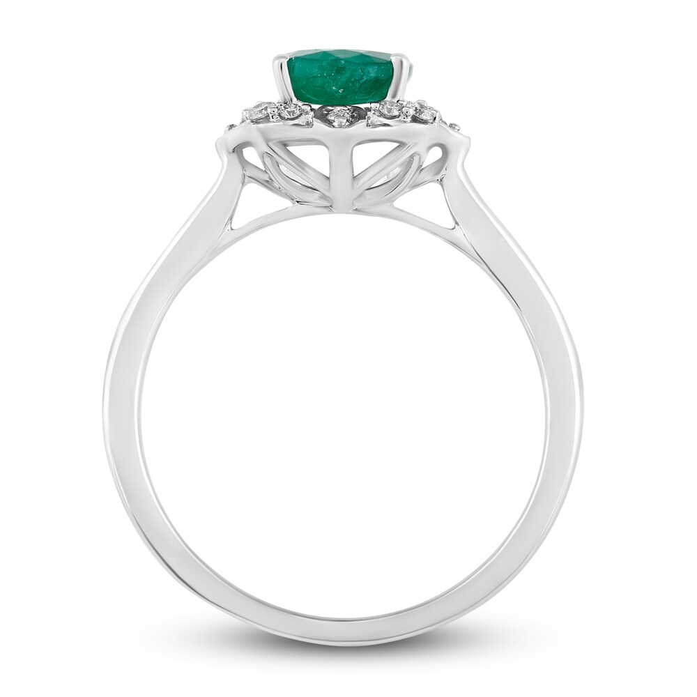 Natural Emerald Engagement Ring 1/10 ct tw Diamonds 14K White Gold xHpcSHb8