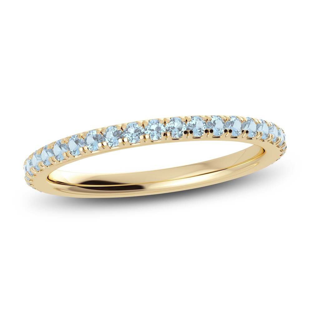 Juliette Maison Natural Aquamarine Eternity Ring 10K Yellow Gold xNYxTQEf [xNYxTQEf]