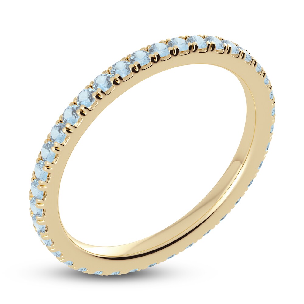 Juliette Maison Natural Aquamarine Eternity Ring 10K Yellow Gold xNYxTQEf