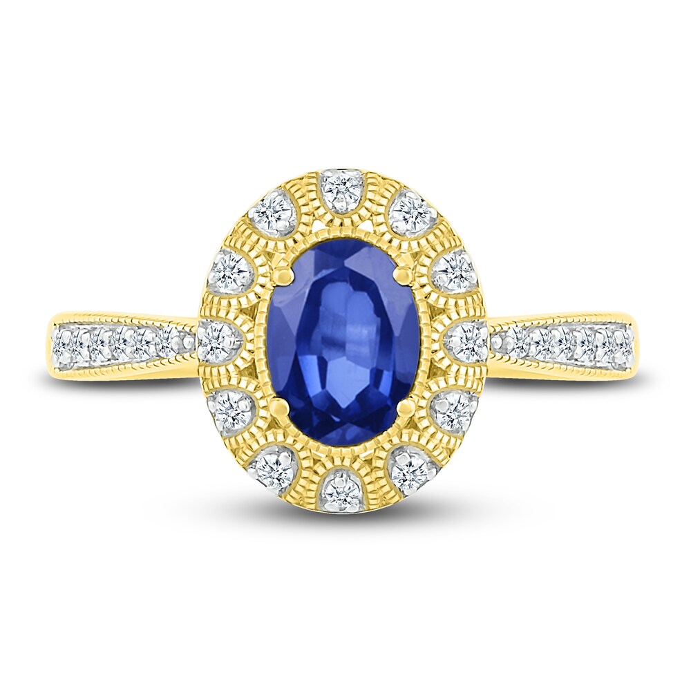 Lab-Created Sapphire Ring 10K Yellow Gold xW1mUlqY