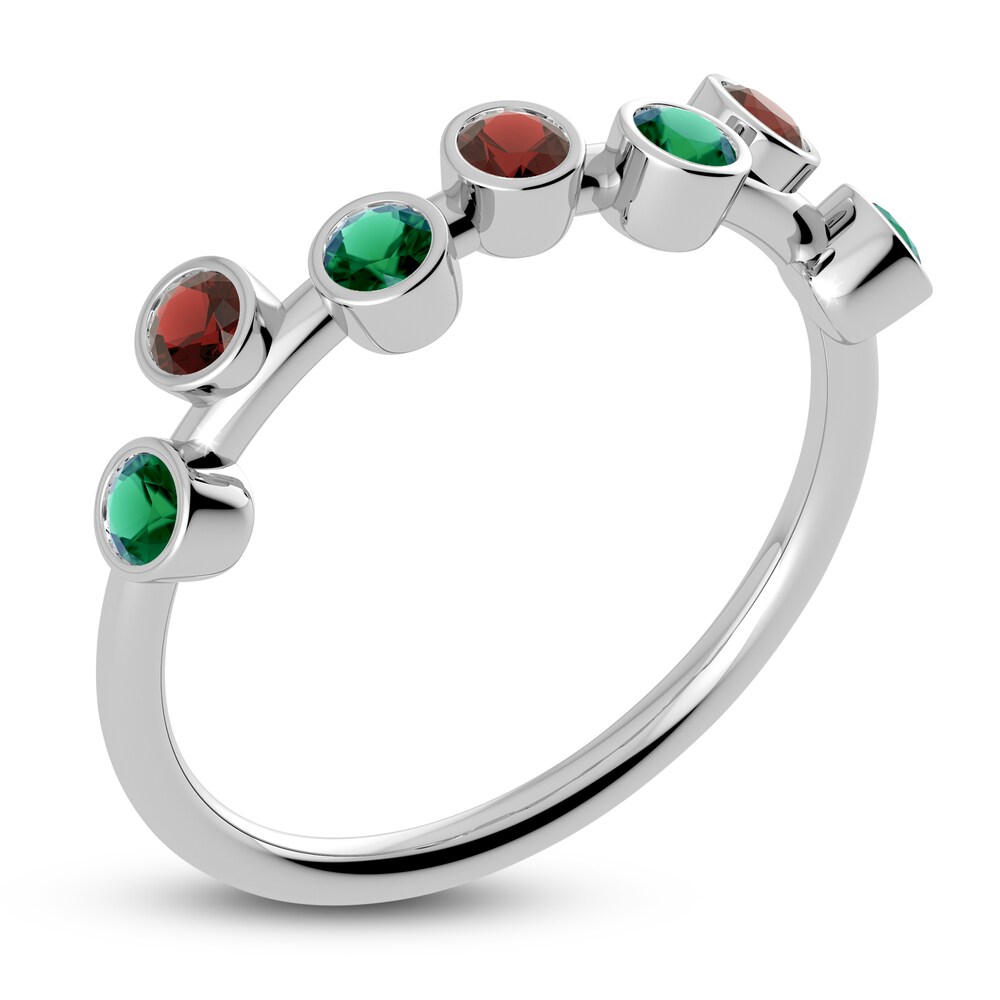 Juliette Maison Natural Emerald & Natural Garnet Ring 10K White Gold xWgX7Mkf