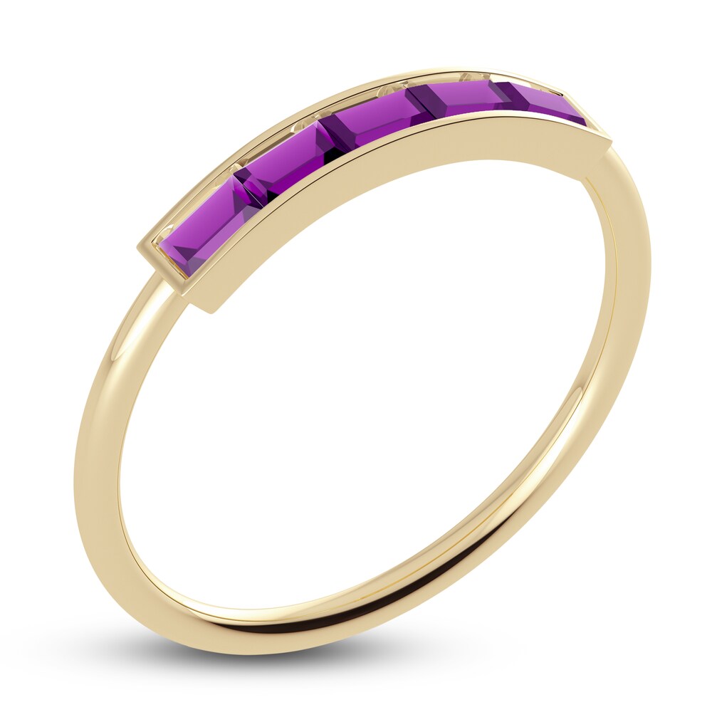 Juliette Maison Natural Amethyst Baguette Bar Ring 10K Yellow Gold xYLBftHm