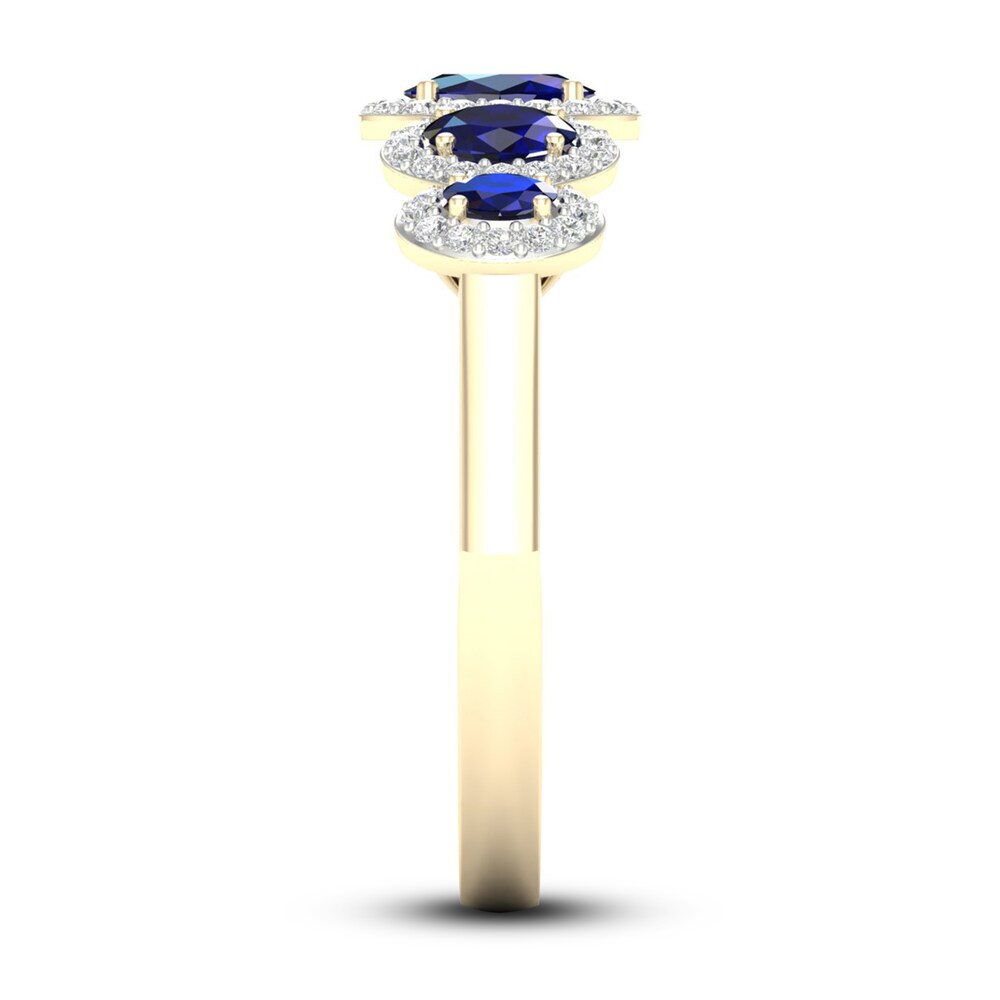 Natural Blue Sapphire & Diamond Ring 1/6 ct tw Round 10K Yellow Gold xayqaPND
