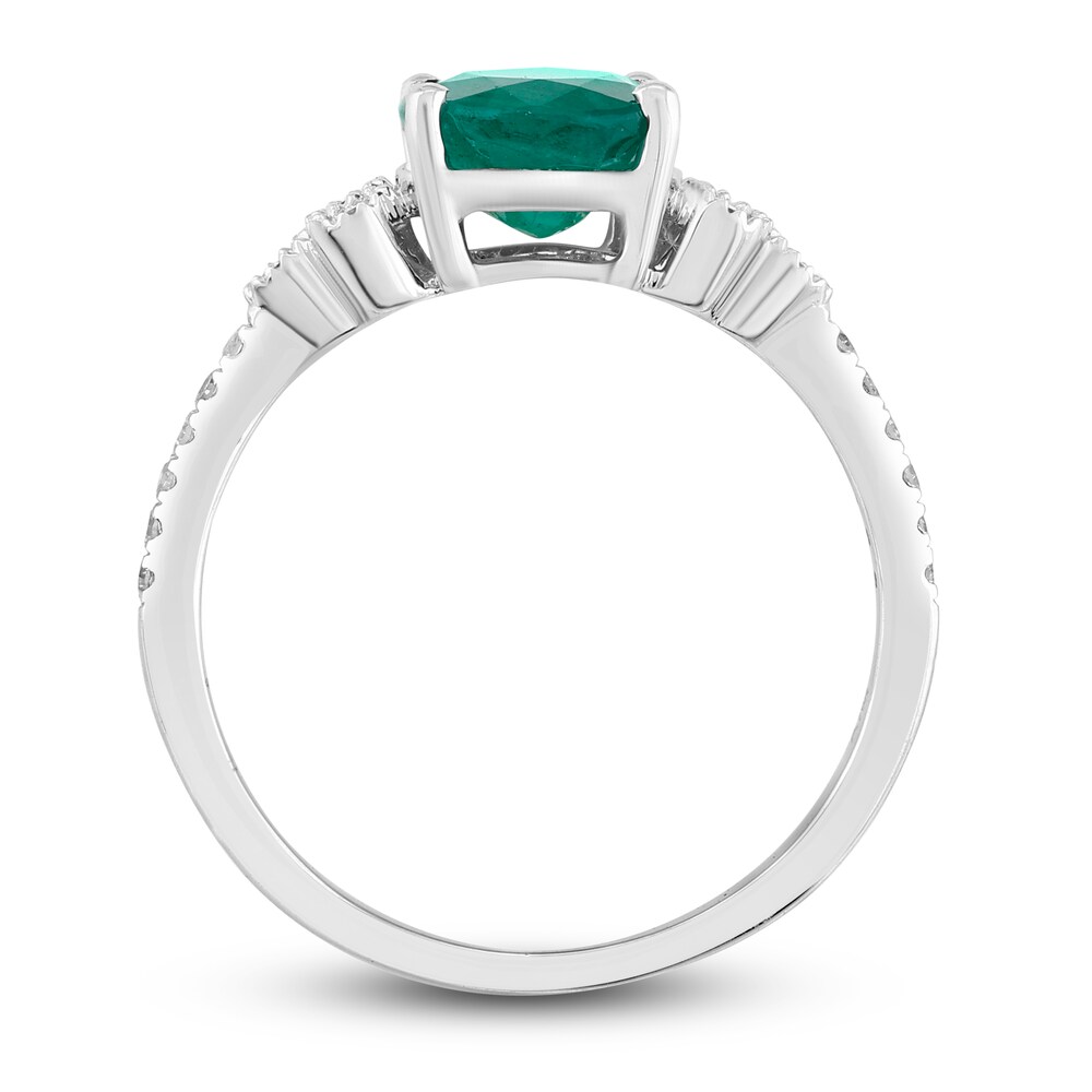 Natural Emerald Engagement Ring 1/6 ct tw Diamonds 14K White Gold xfB9yVxl