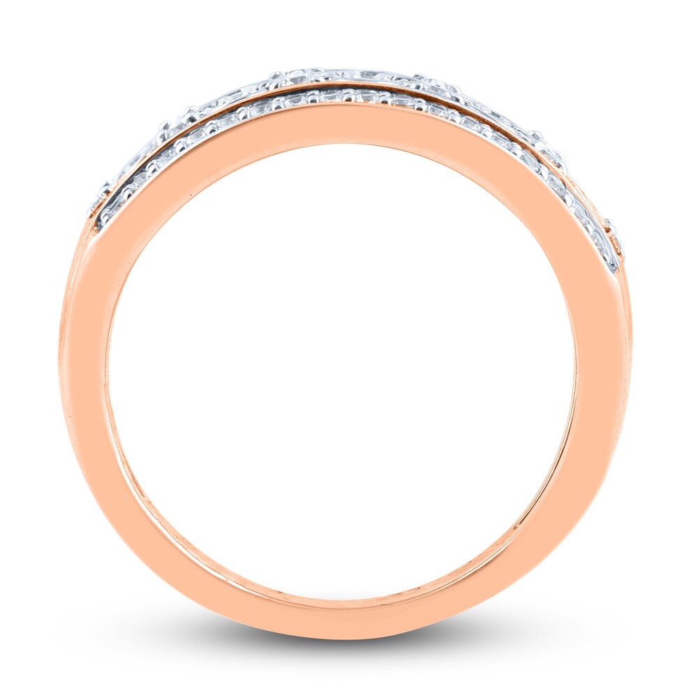 Diamond Floral Wedding Band 1/2 ct tw Round 14K Rose Gold xoXTW0h9