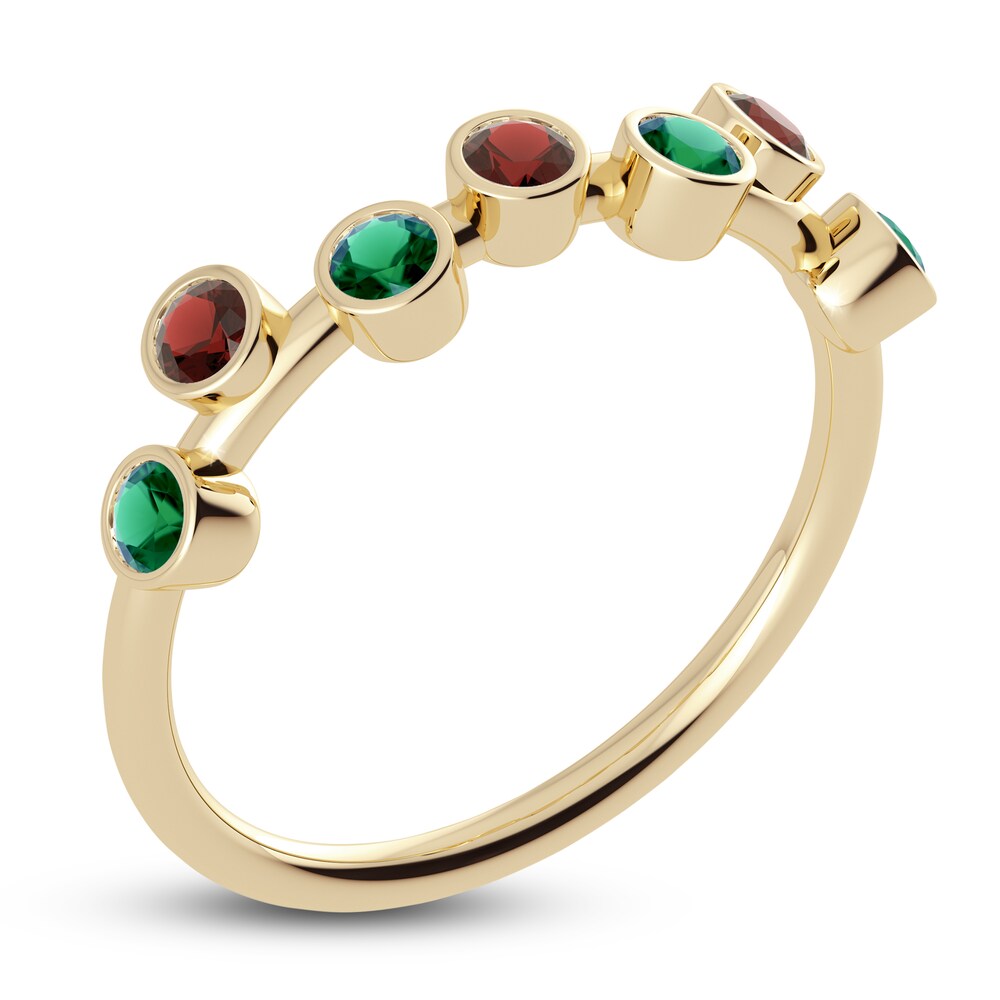 Juliette Maison Natural Garnet & Natural Emerald Ring 10K Yellow Gold xrAdkTzh