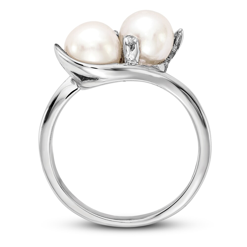 Cultured Freshwater Pearl Ring Diamond Accent 14K White Gold xrCGjHk9