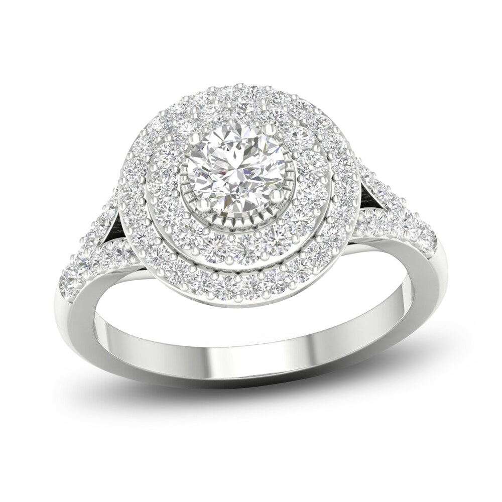 Lab-Created Diamond Fashion Ring 1 ct tw Round 14K White Gold xzOsvZTS