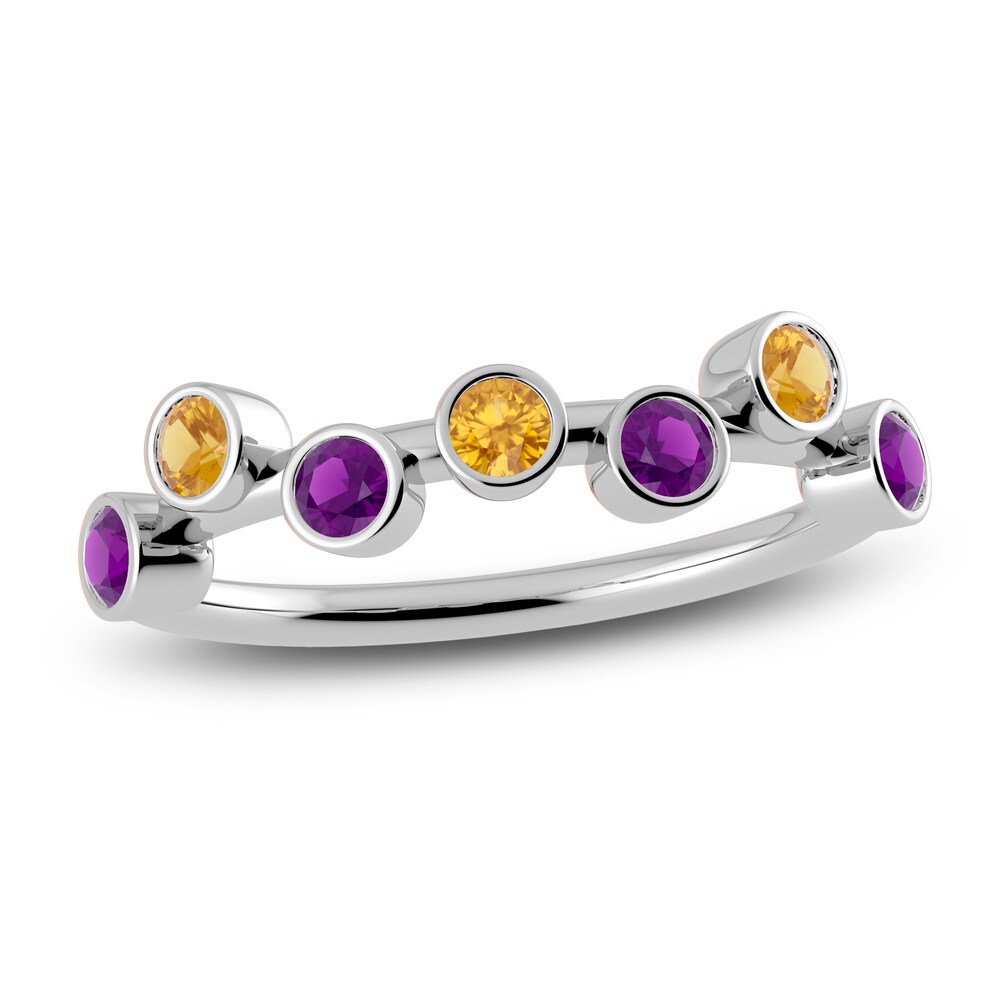 Juliette Maison Natural Citrine & Natural Amethyst Ring 10K White Gold y6V1pPkR [y6V1pPkR]