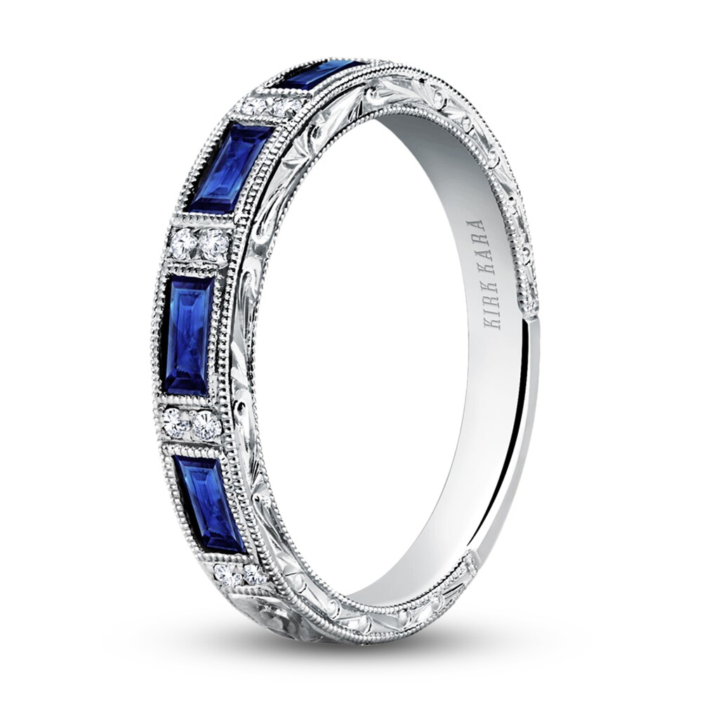 Kirk Kara Diamond & Blue Sapphire Wedding Band 1/20 ct tw Round Platinum yArrfqGO