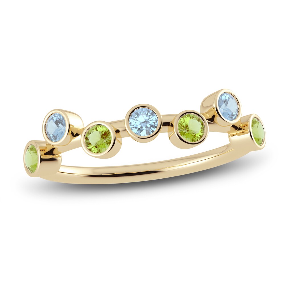 Juliette Maison Natural Aquamarine & Natural Peridot Ring 10K Yellow Gold yFtDCJbs [yFtDCJbs]