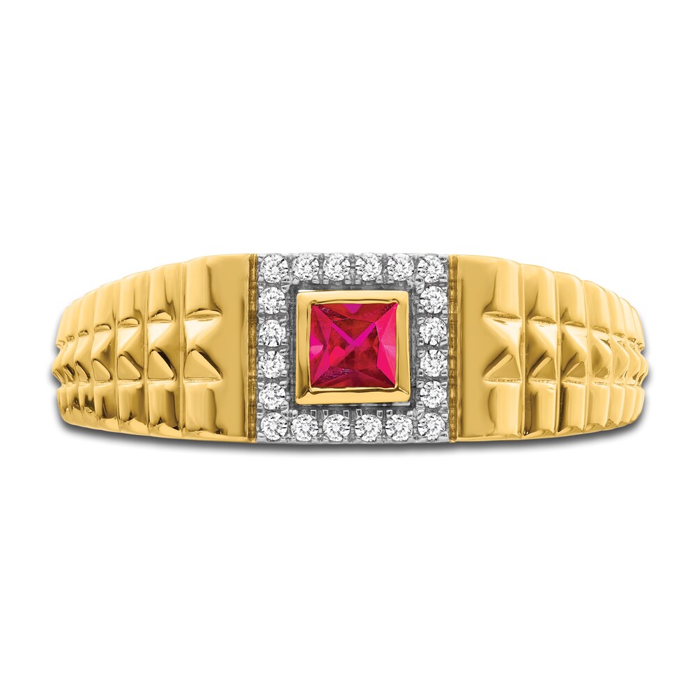 Men\'s Natural Ruby Ring 1/8 ct tw Round 14K Yellow Gold yNmE2jH7