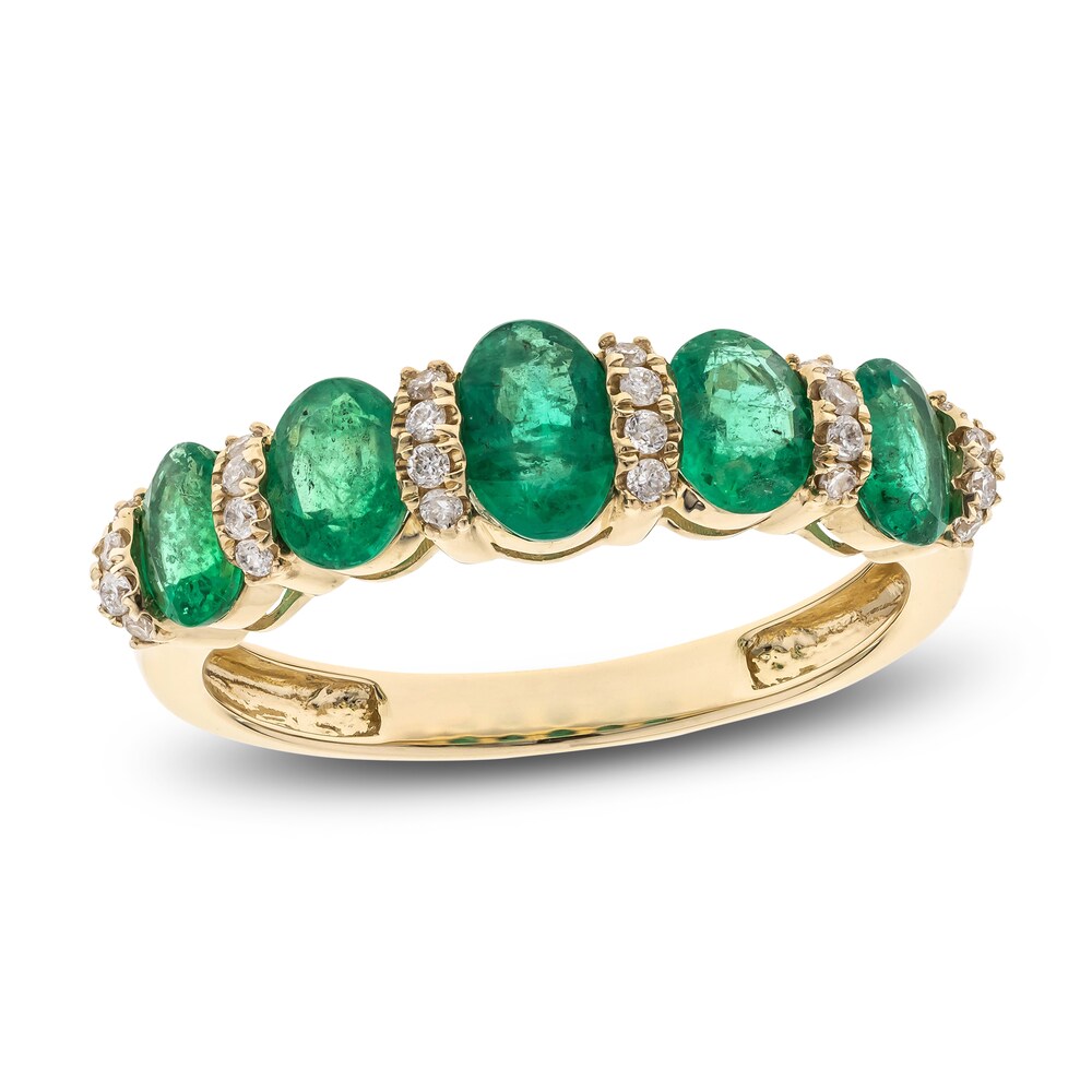 Natural Emerald Ring 1/8 ct tw Diamonds 14K Yellow Gold yOv6NXCV