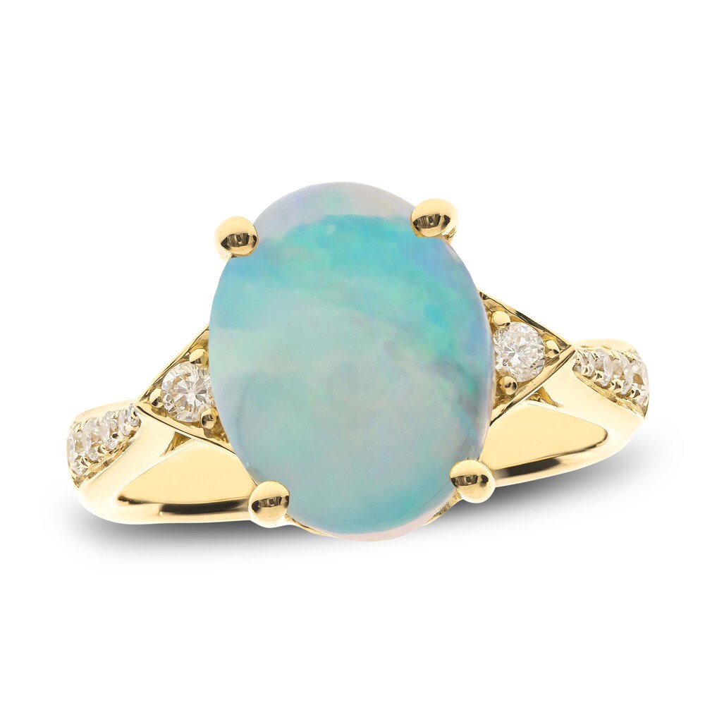 Natural Opal Ring 1/5 ct tw Diamonds 14K Yellow Gold yQ8l9UIv [yQ8l9UIv]