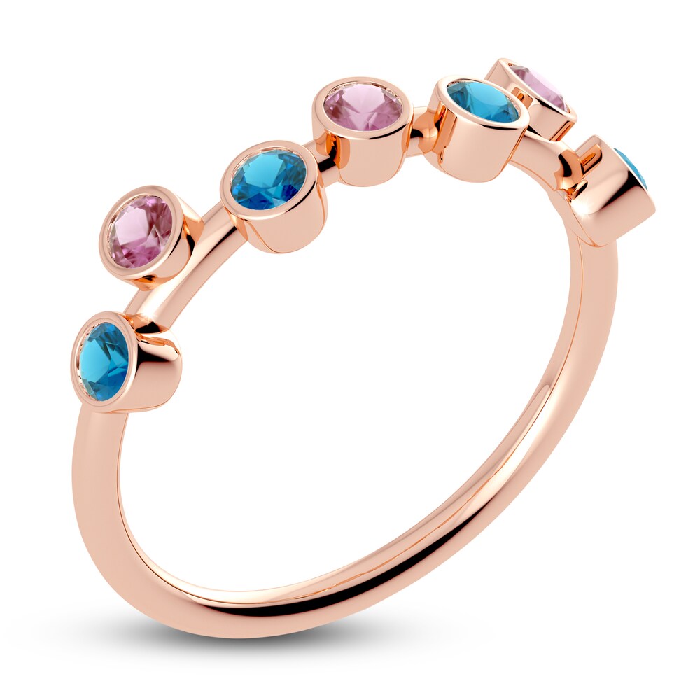 Juliette Maison Natural Pink Tourmaline & Natural Blue Zircon Ring 10K Rose Gold yg2hW403