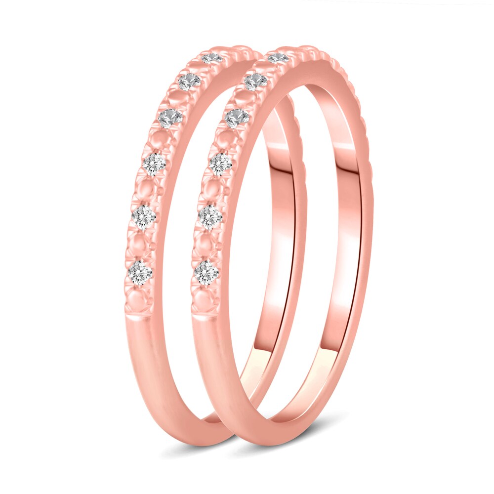 Diamond Double Wedding Band Set 1/8 ct tw 14K Rose Gold z00JGbTK