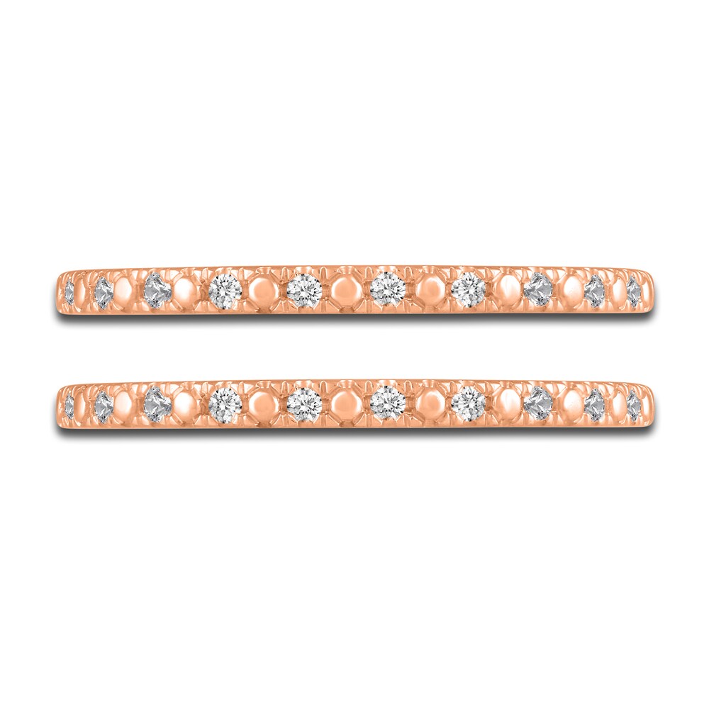 Diamond Double Wedding Band Set 1/8 ct tw 14K Rose Gold z00JGbTK