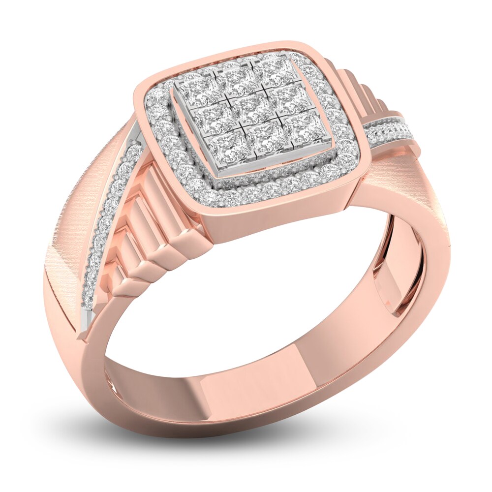 Men\'s Diamond Ring 3/4 ct tw Princess-cut/Round 10K Rose Gold z7FKIley