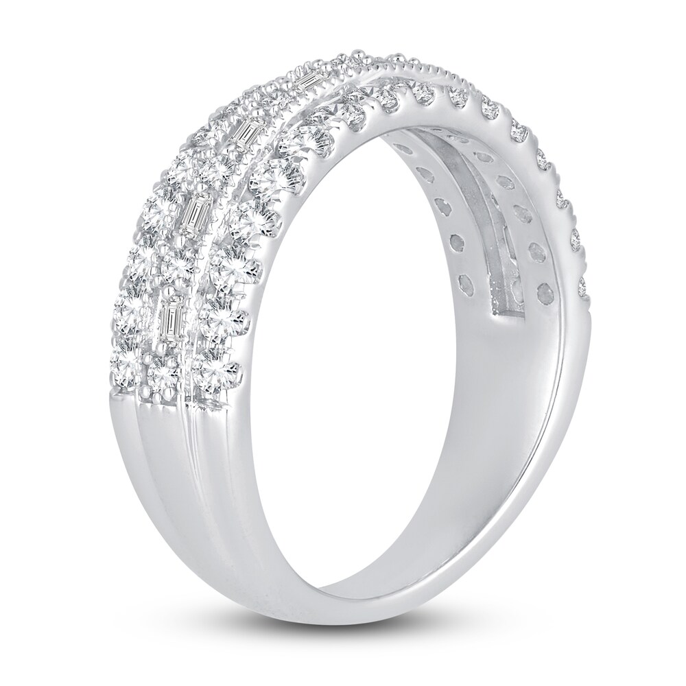 Diamond Anniversary Band 1 ct tw Round/Baguette 14K White Gold zEdLD1Pp