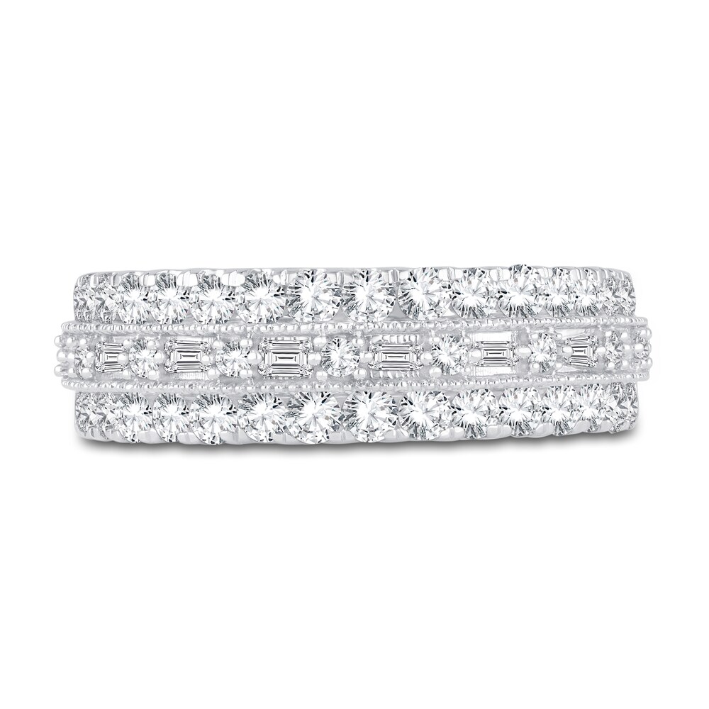 Diamond Anniversary Band 1 ct tw Round/Baguette 14K White Gold zEdLD1Pp