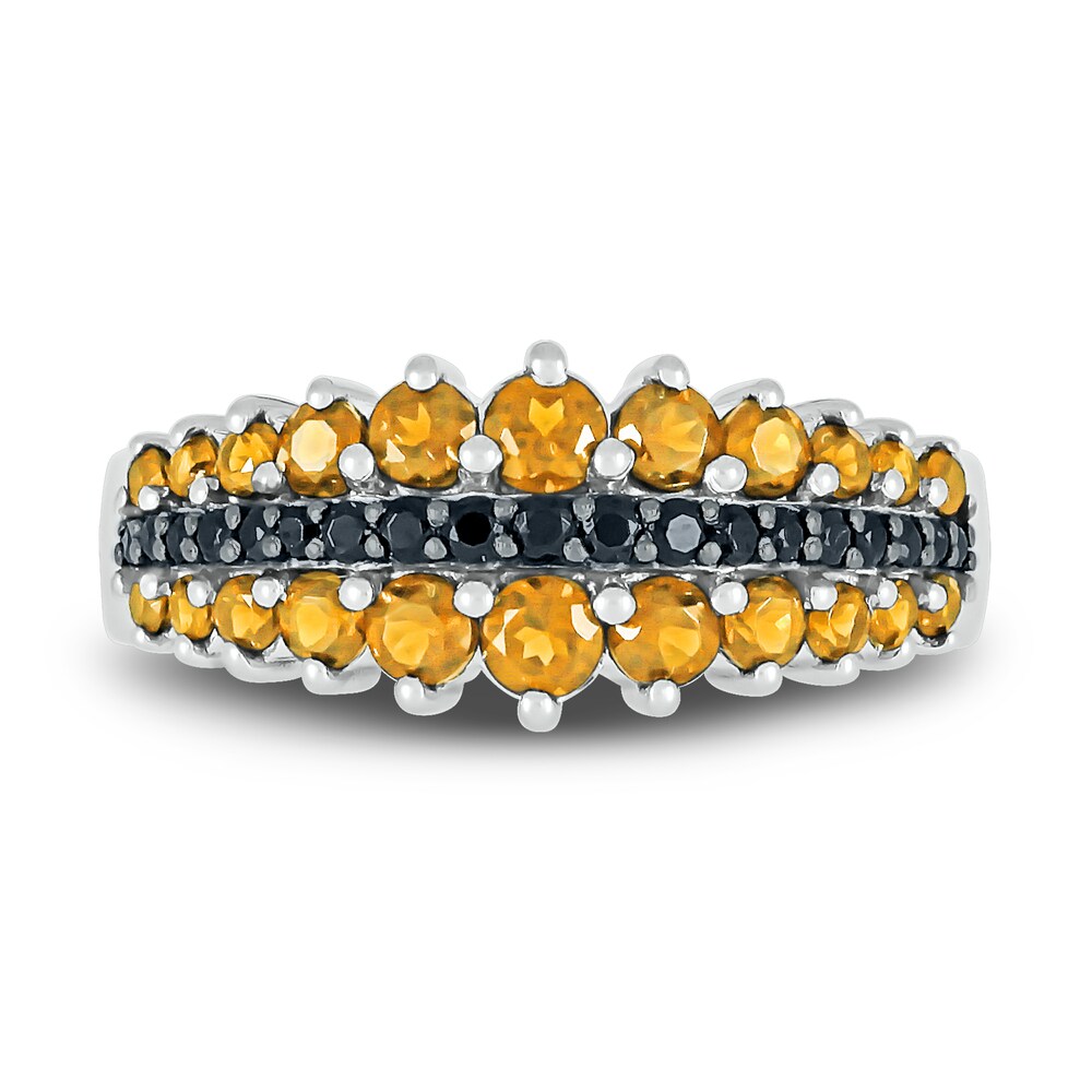 Natural Citrine Ring 1/8 ct tw Black Diamonds 10K White Gold zEjWeGLR