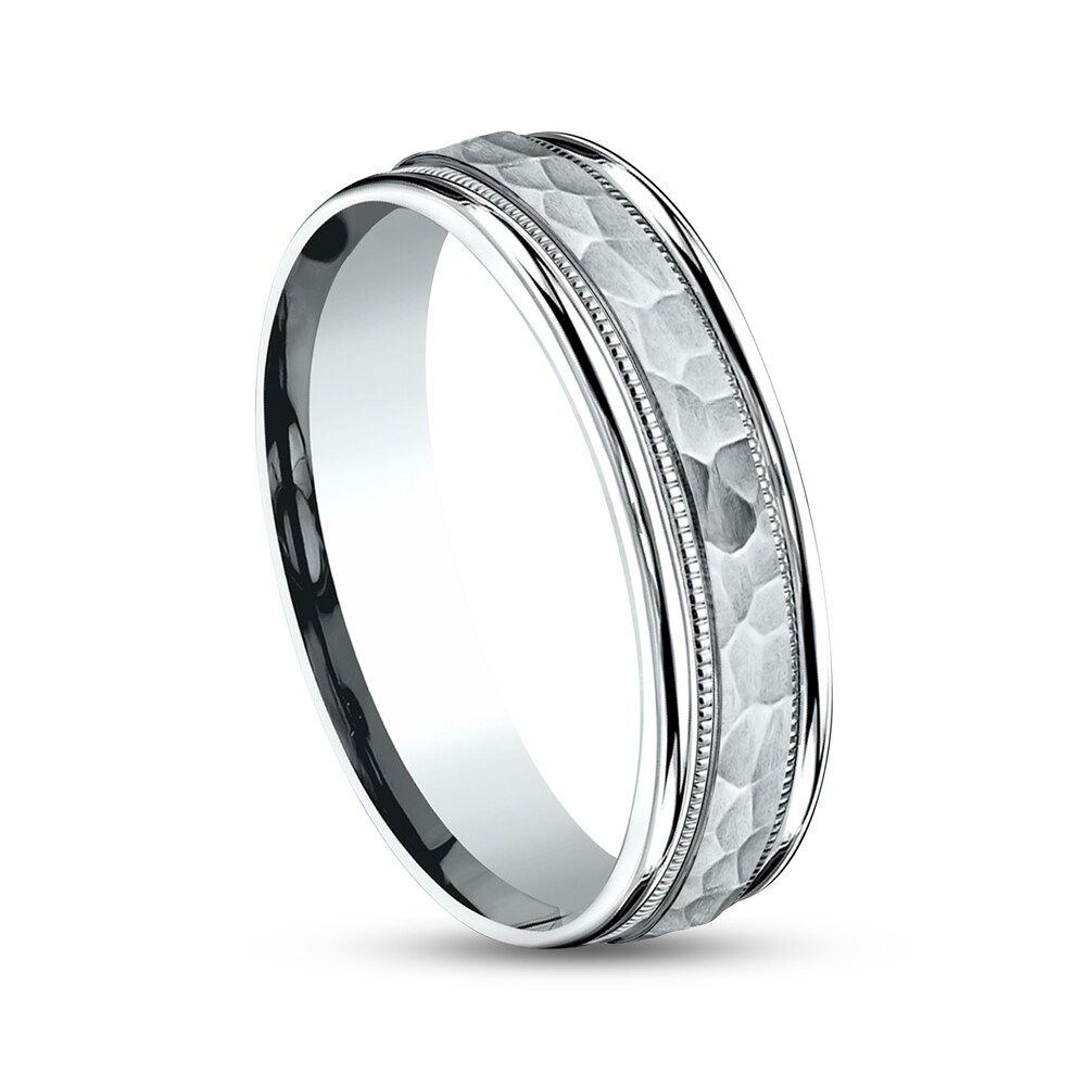 Hammered Wedding Band 10K White Gold 6mm zIX9mmje