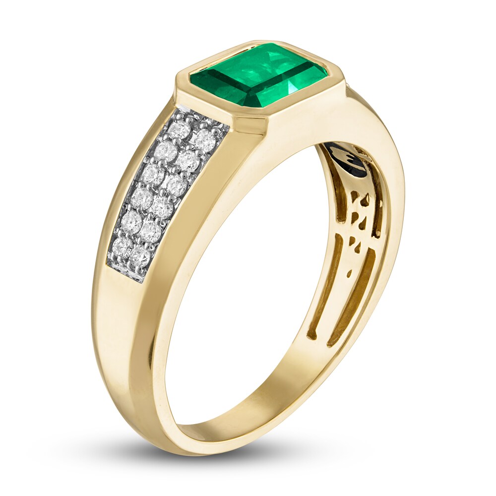 Men\'s Lab-Created Emerald Ring 1/5 ct tw Diamonds 10K Yellow Gold zPo6Mso4