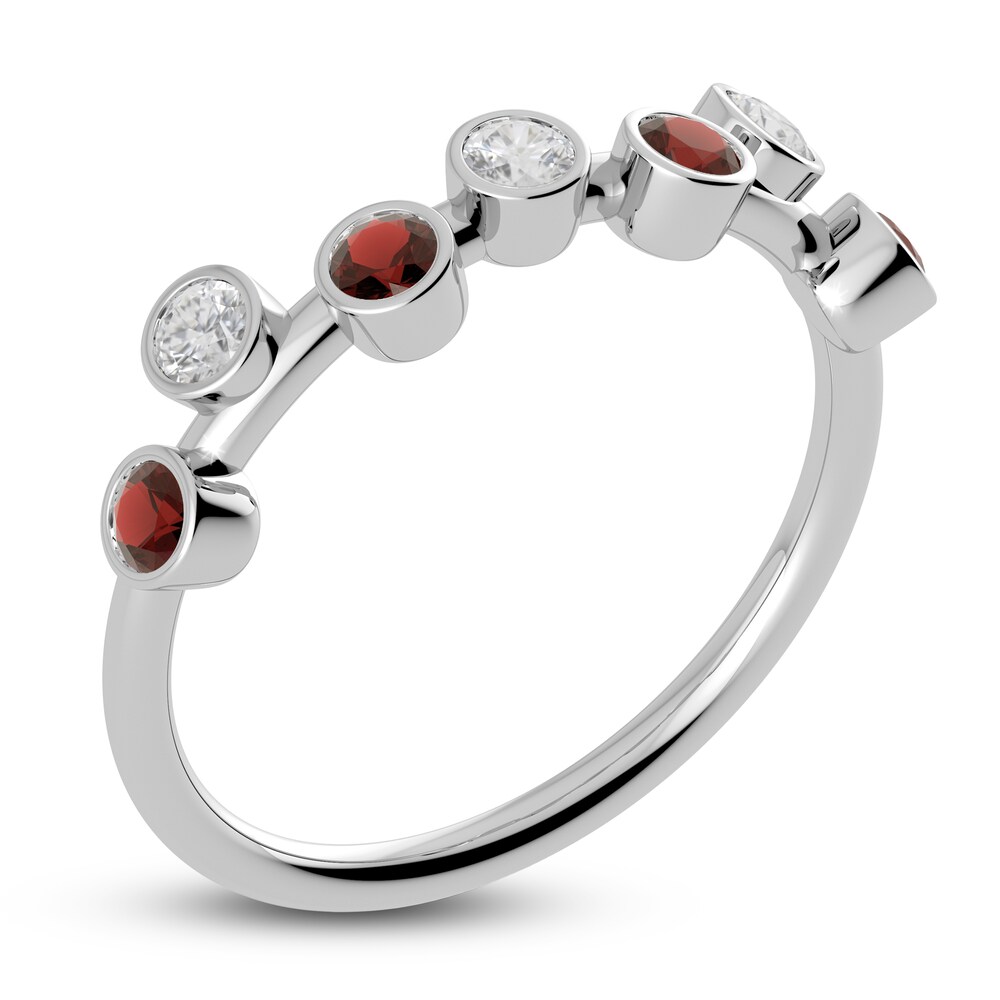 Juliette Maison Natural White Sapphire & Natural Garnet Ring 10K White Gold zR0Kg5a5