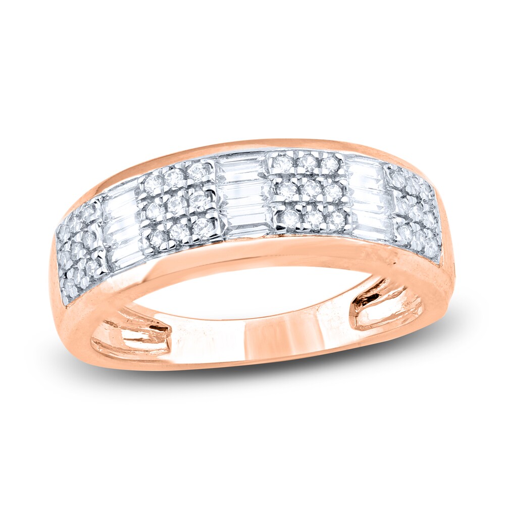 Diamond Wedding Band 1/2 ct tw Round/Baguette 14K Rose Gold zSzvca6M [zSzvca6M]