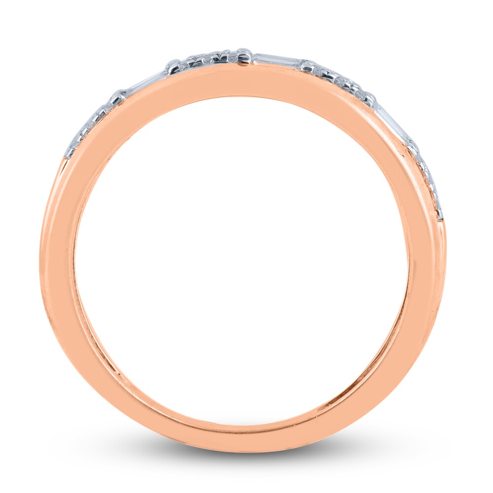 Diamond Wedding Band 1/2 ct tw Round/Baguette 14K Rose Gold zSzvca6M