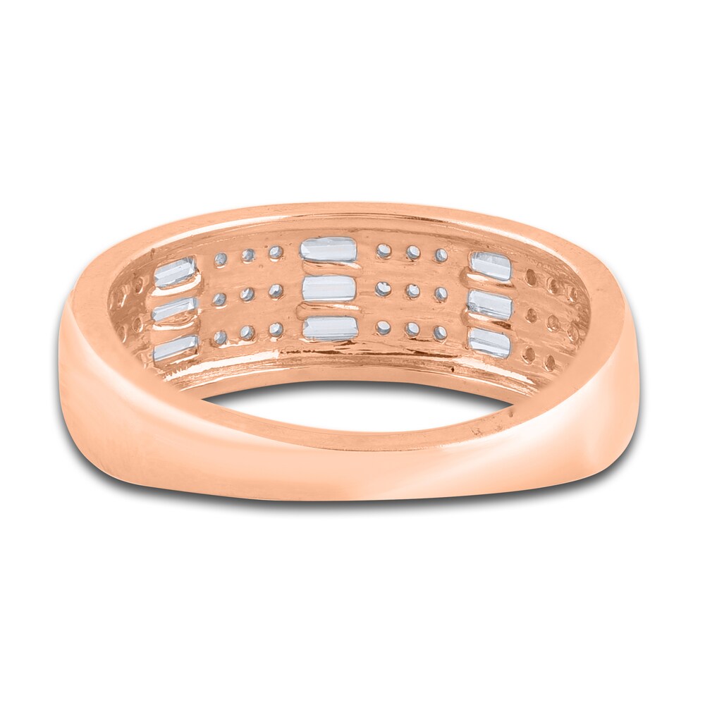 Diamond Wedding Band 1/2 ct tw Round/Baguette 14K Rose Gold zSzvca6M