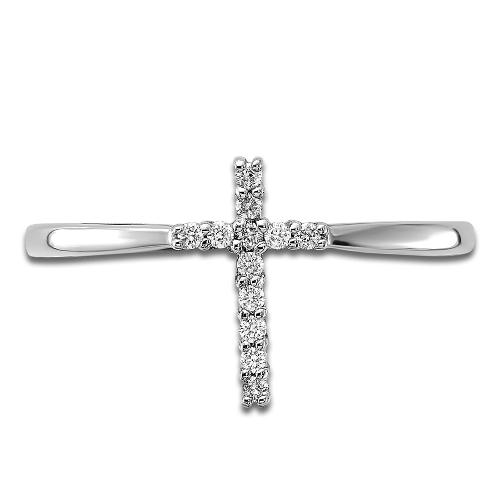 Diamond Cross Ring 1/15 ct tw Round 14K White Gold zcIoWPcJ