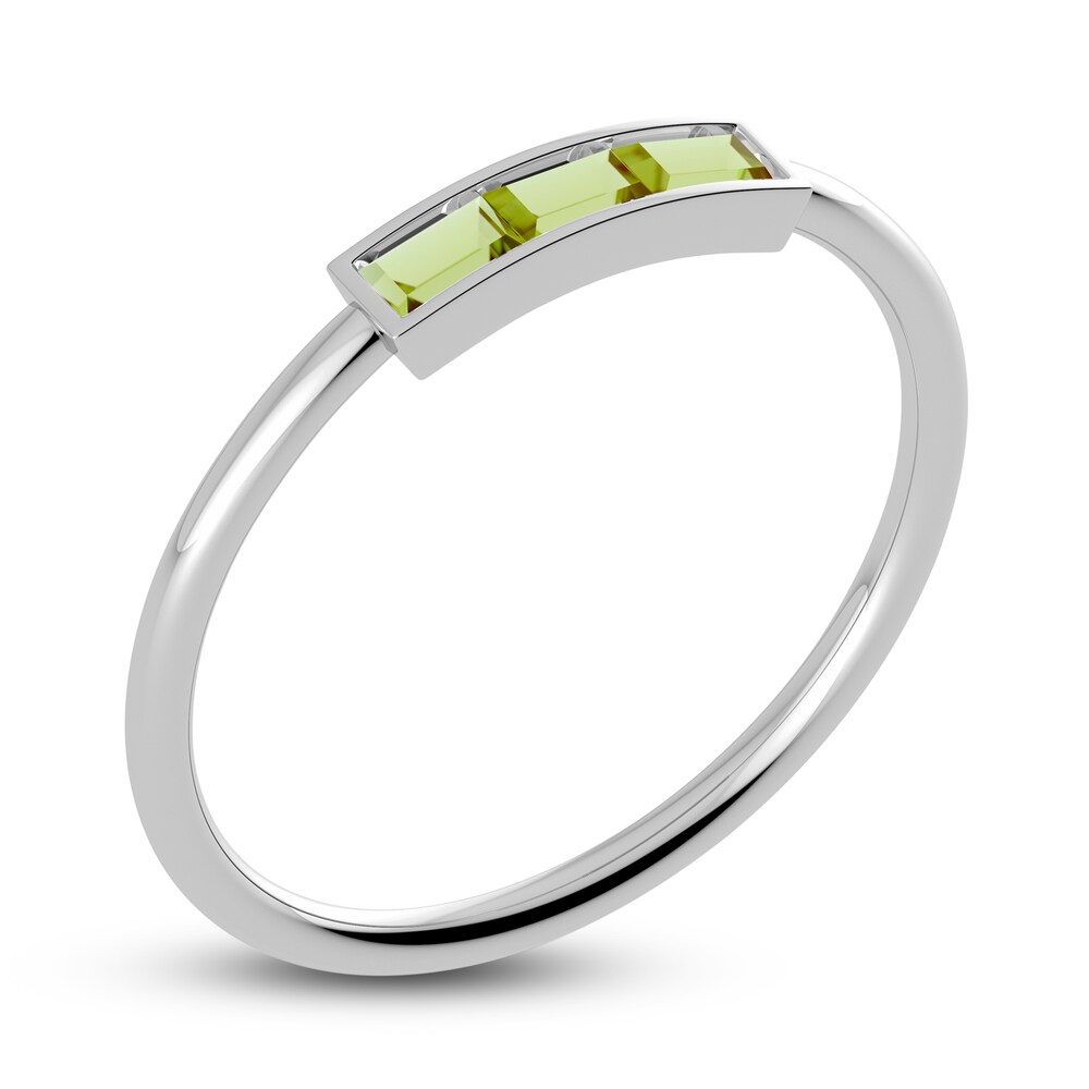 Juliette Maison Natural Peridot Baguette Bar Ring 10K White Gold zciqHsIO