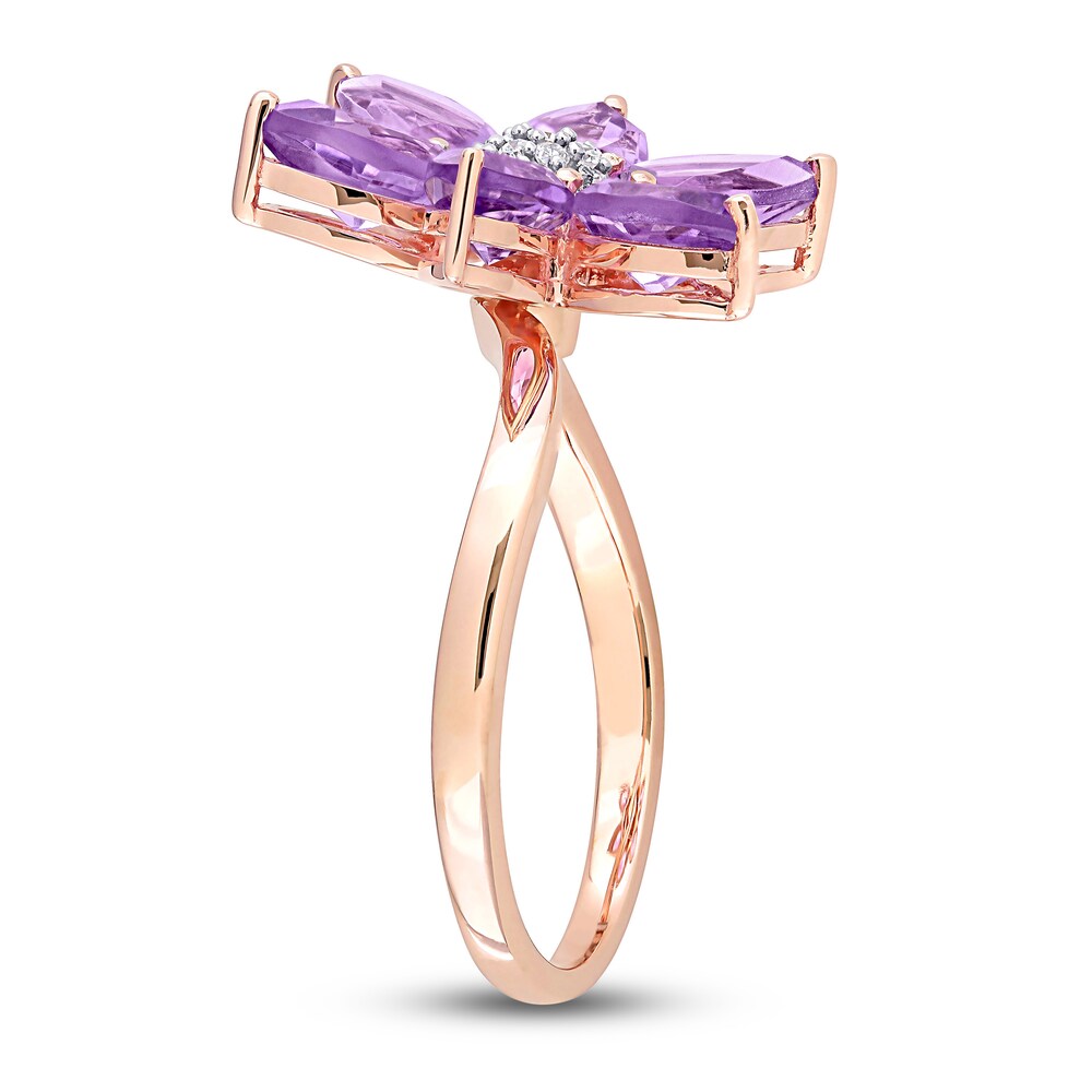 Natural Amethyst Ring 1/10 ct tw Diamonds 10K Rose Gold znnmnlpR