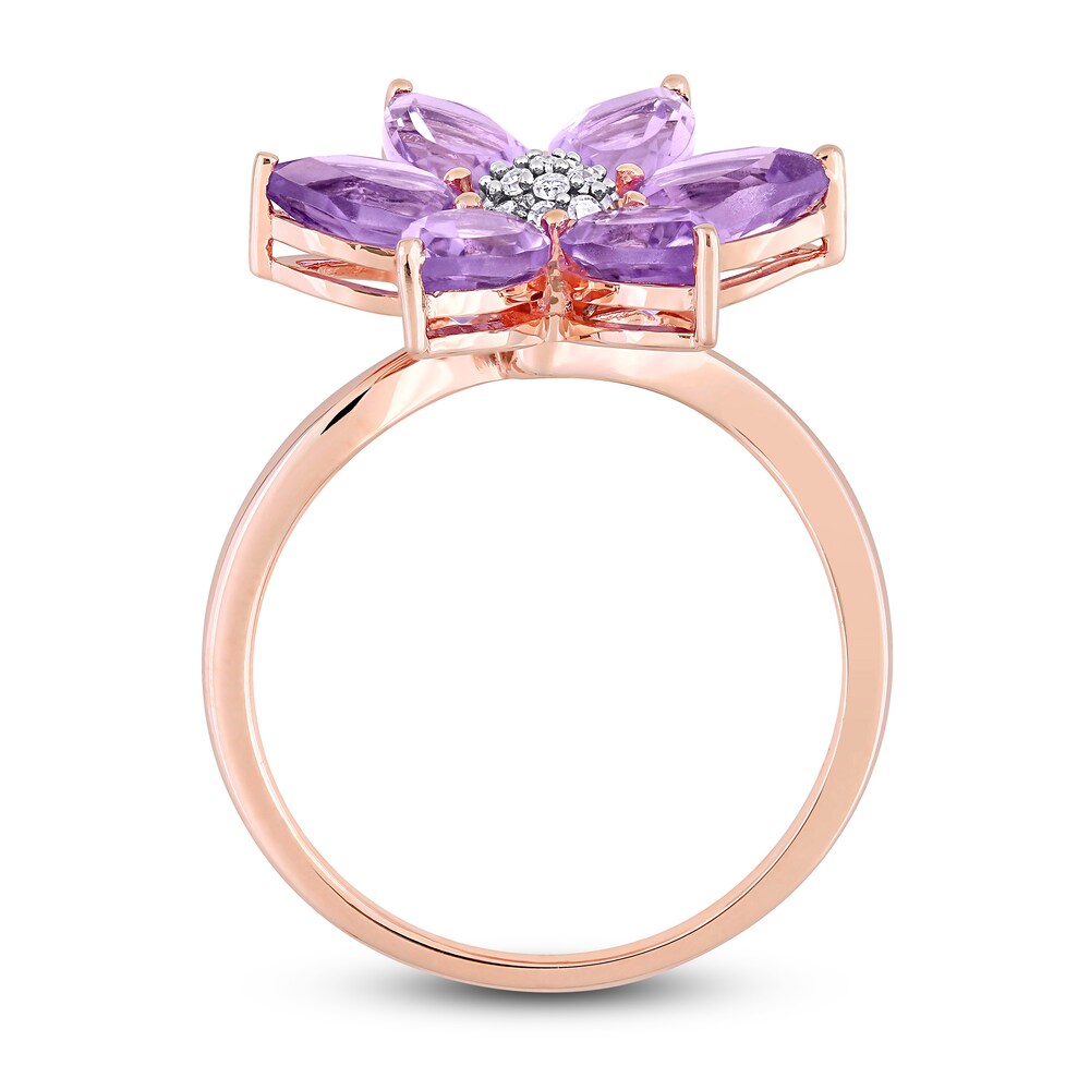 Natural Amethyst Ring 1/10 ct tw Diamonds 10K Rose Gold znnmnlpR