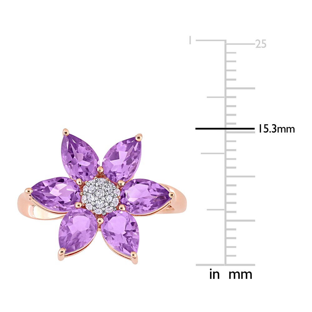 Natural Amethyst Ring 1/10 ct tw Diamonds 10K Rose Gold znnmnlpR