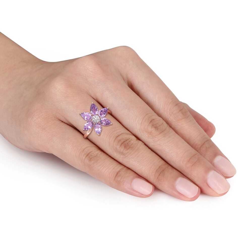 Natural Amethyst Ring 1/10 ct tw Diamonds 10K Rose Gold znnmnlpR