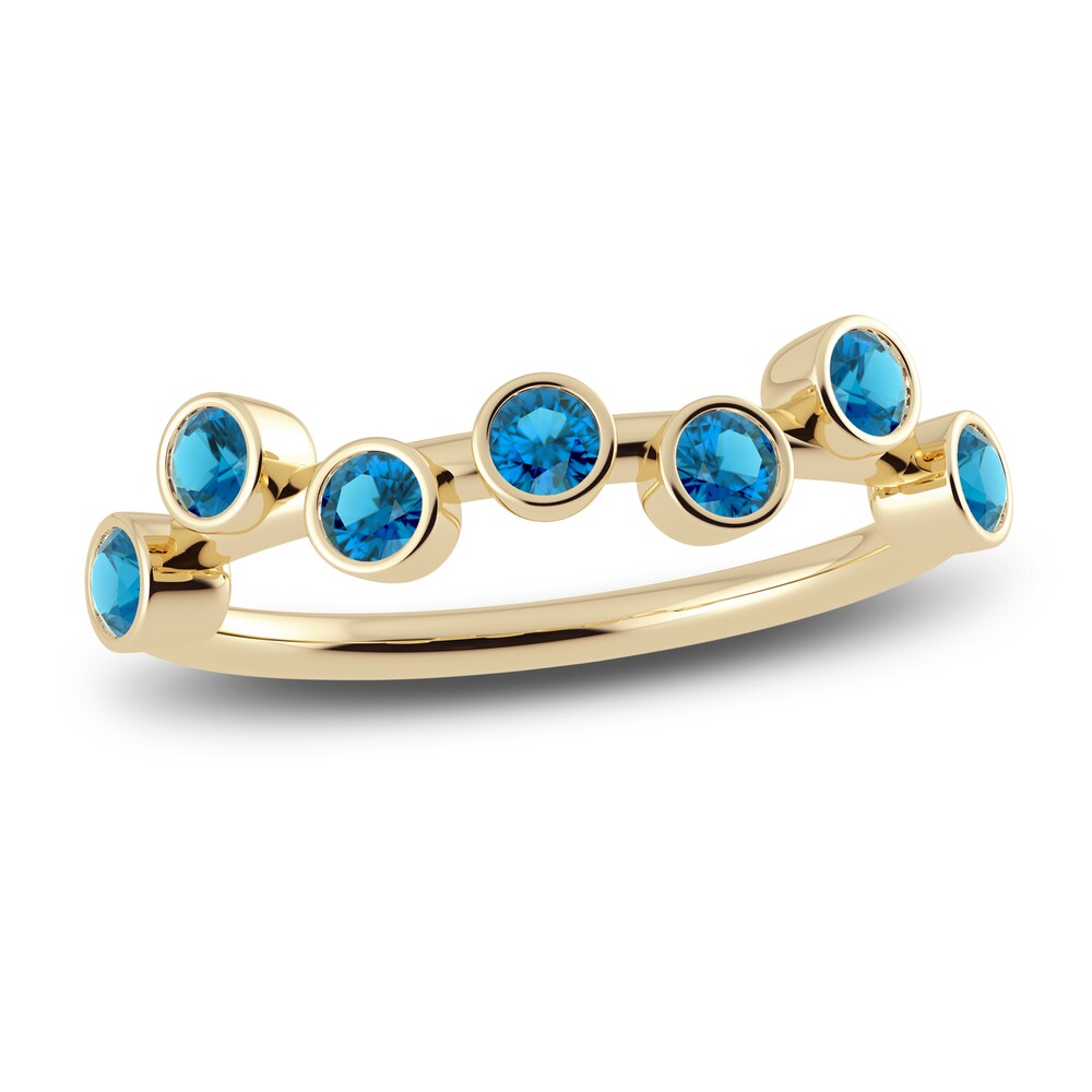 Juliette Maison Natural Blue Zircon Ring 10K Yellow Gold zrHZmG6z [zrHZmG6z]