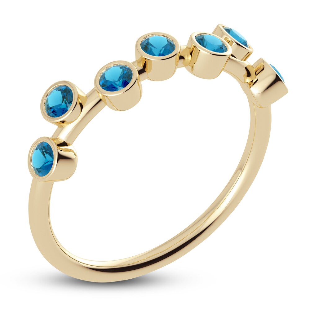 Juliette Maison Natural Blue Zircon Ring 10K Yellow Gold zrHZmG6z