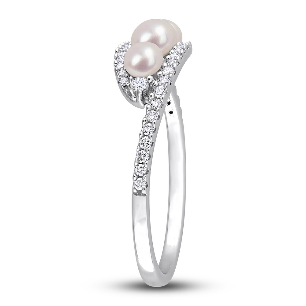 Cultured Freshwater Pearl Ring 1/5 ct tw Diamonds 14K White Gold zxOEI9ph