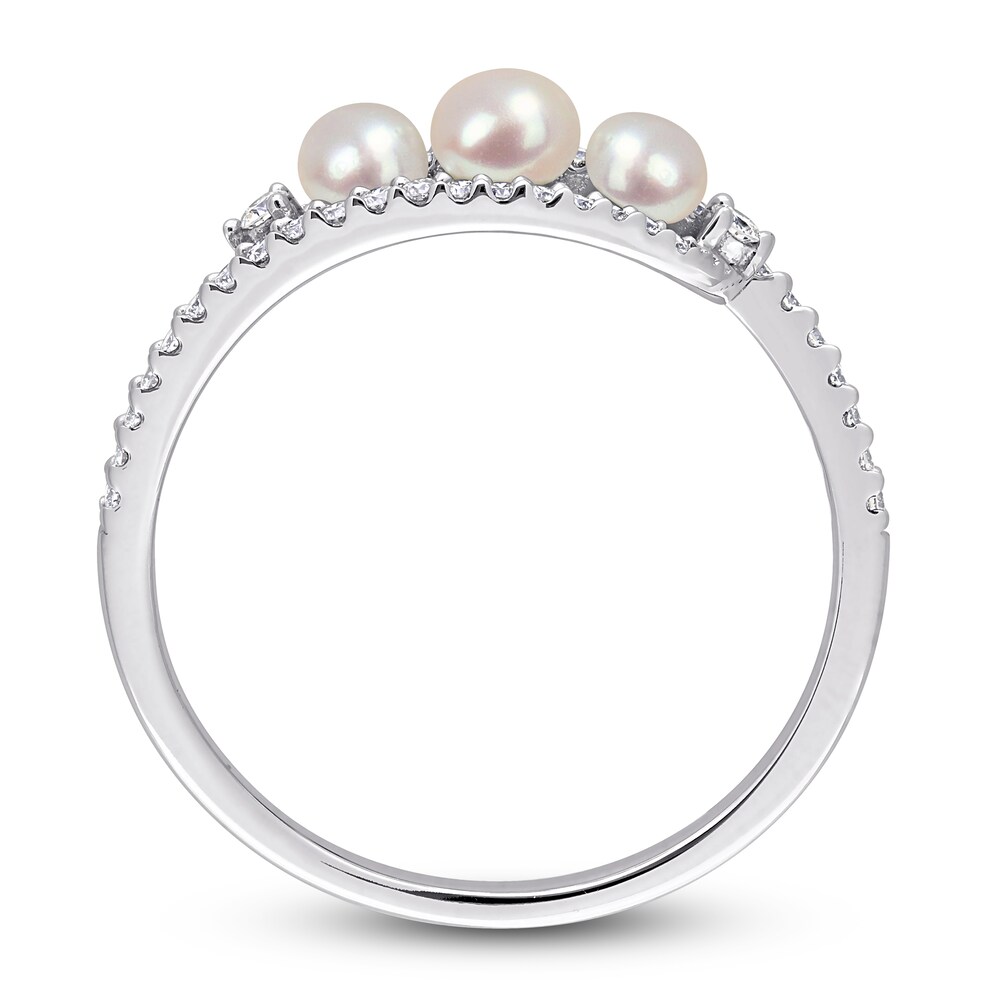 Cultured Freshwater Pearl Ring 1/5 ct tw Diamonds 14K White Gold zxOEI9ph