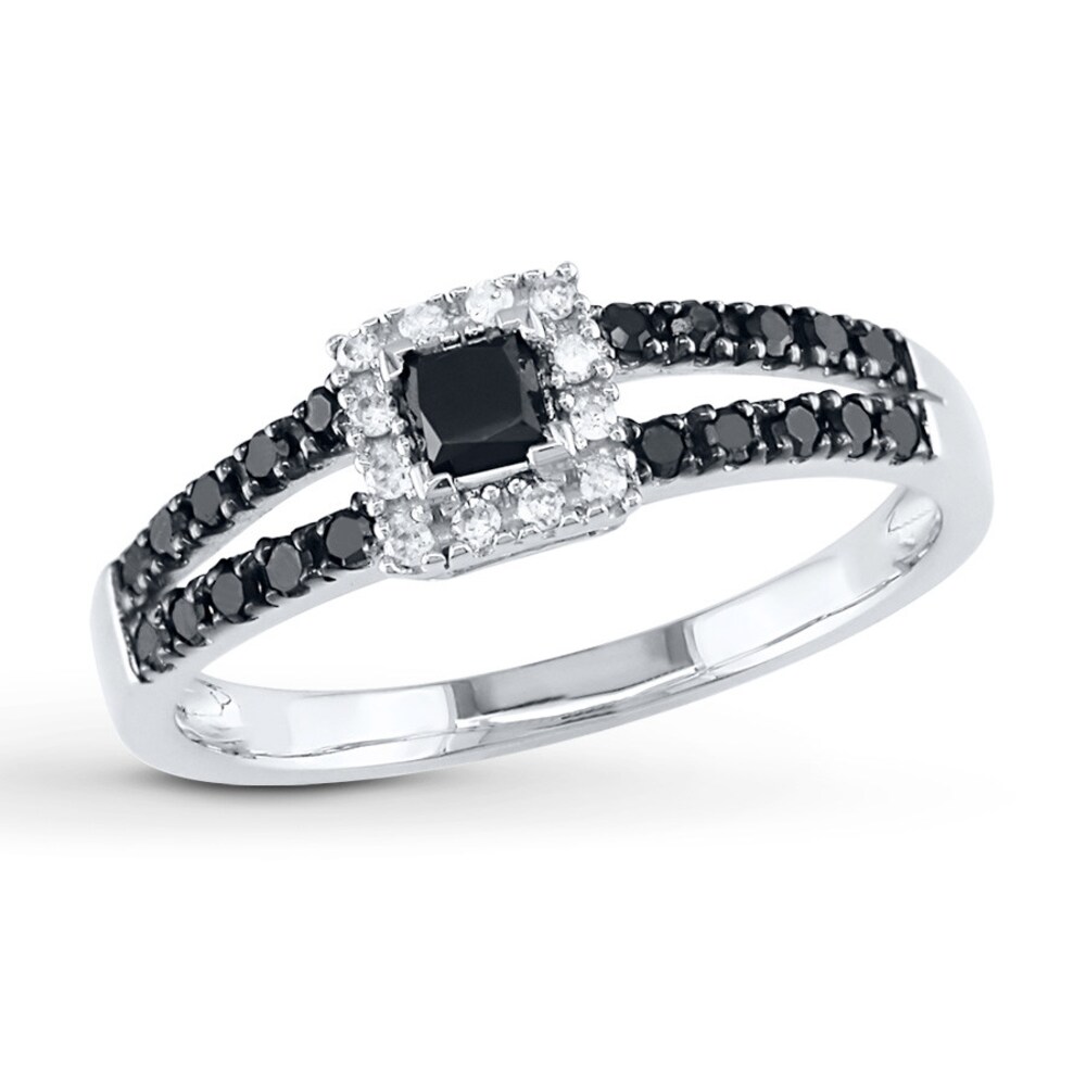 Black Diamond Ring 1/2 ct tw Princess-cut 10K White Gold zySsfP0F [zySsfP0F]